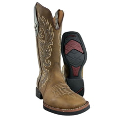 Bota Texana Feminina Vimar Boots Bico Quadrado Couro Fóssil Metal Com Bordado Tachinha Sola VTS VO15F2 Ref:13279 Bota Texana Feminina Vimar Boots Bico Quadrado Couro Fóssil Metal Com Bordado Tachinha Sola VTS VO15F2 Ref:13279