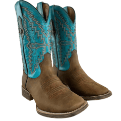 Bota Texana Feminina Vimar Couro Fóssil Turquesa Sola Magnum Ref: 13238