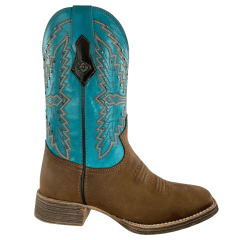 Bota Texana Feminina Vimar Couro Fóssil Turquesa Sola Magnum Ref: 13238