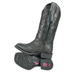 Bota Texana Feminina Vimar Fossil Mustang Preto Sola Magnum Voo Ref:13103