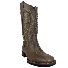 Bota Texana Feminina Vimar Kzar Castanho VTS VR-22B Bico Quadrado Ref:13174