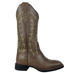 Bota Texana Feminina Vimar Kzar Castanho VTS VR-22B Bico Quadrado Ref:13174