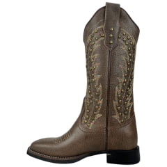 Bota Texana Feminina Vimar Kzar Castanho VTS VR-22B Bico Quadrado Ref:13174