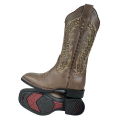 Bota Texana Feminina Vimar Kzar Castanho VTS VR-22B Bico Quadrado Ref:13174