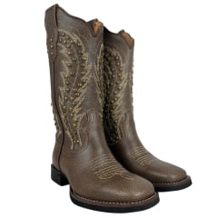 Bota Texana Feminina Vimar Kzar Castanho VTS VR-22B Bico Quadrado Ref:13174