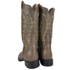 Bota Texana Feminina Vimar Kzar Castanho VTS VR-22B Bico Quadrado Ref:13174