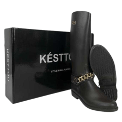 Bota Galocha Feminina Kesttou Beta Slim Café Ref. KT022