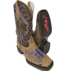  Bota Texana Feminina Bico Quadrado Texas Rodeo - Ref. TR208