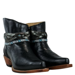 Bota Texana Goyazes Feminina Couro Mustang Preto - Ref.216801-CC