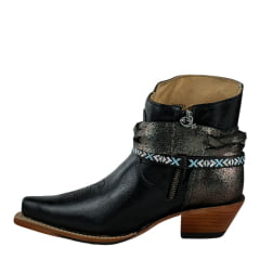 Bota Texana Goyazes Feminina Couro Mustang Preto - Ref.216801-CC