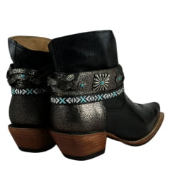Bota Texana Goyazes Feminina Couro Mustang Preto - Ref.216801-CC