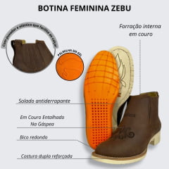 Botina Feminina Zebu Terra Com Flor De Liz e Solado Claro Ref.72116MS05B