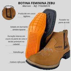 Botina Feminina Conhaque Zebu - REF: 71020 MS 10