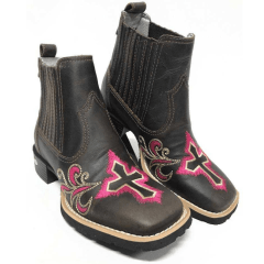 Botina Feminina Desfiladeiros Boots Bico Quadrado Fóssil