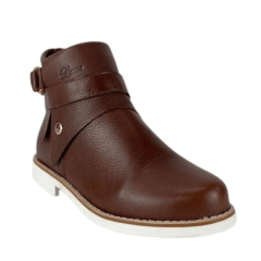 Botina Feminina Lince Cano Baixo Em Couro Marrom - Ref. 972