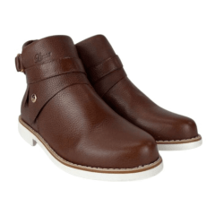 Botina Feminina Lince Cano Baixo Em Couro Marrom - Ref. 972