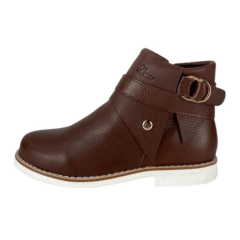 Botina Feminina Lince Cano Baixo Em Couro Marrom - Ref. 972