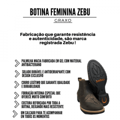 Botina Feminina Zebu Graxo Bico Redondo REF 72090 MS 03