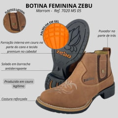 Botina Feminina Zebu Terra Bordada Bico Redondo - Ref. 72020