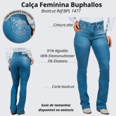 Calça Feminina Buphallos Jeans Claro Bolso Bordado E Brilho Ref: BPL1477