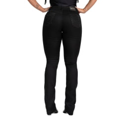 Calça Feminina Buphallos Jeans Preto Bootcut Com Pedras Brilhantes Na Frente REF: BPL1109