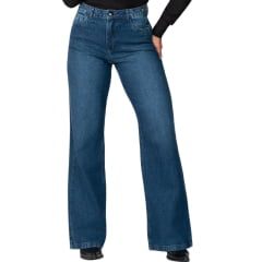 Calça Feminina Buphallos Jeans Wide Leg Básica Ref:1788