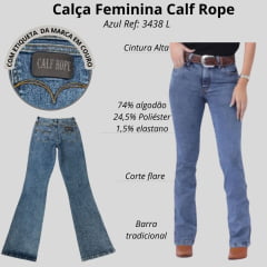 Calça Feminina Calf Rope Jeans Azul Marmorizada Flare R:5008