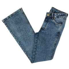 Calça Feminina Calf Rope Jeans Azul Marmorizada Flare R:5008