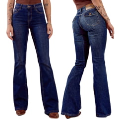 Calça Feminina Consciência Jeans Cintura Baixa Flare Jeans Escuro REF:24987
