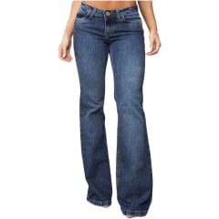 Calça Feminina Consciência Jeans Azul Sky Sujinho Bootcut Bordada Com Lapela Ref:25700