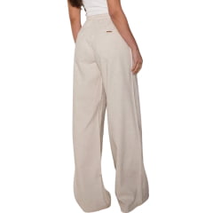 Calça Feminina Consciência Jeans Linho Wide Leg Relaxed Elástico No Cós Off White REF:24841