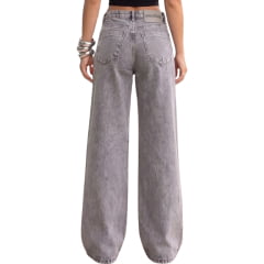 Calça Feminina Consciência Jeans Wide Leg Relaxed Cintura Baixa Jeans Cinza REF:29909