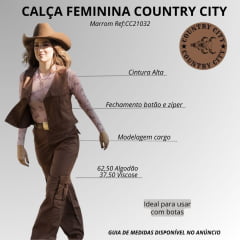 Calça Feminina Country City Cargo Amanda Marrom Ref:CC21032