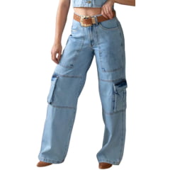 Calça Feminina Country City Jeans Clara Cargo Vanessa Ref:CC2096