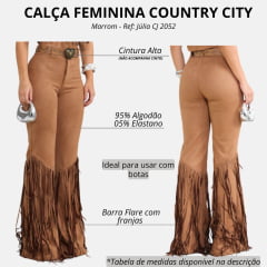 Calça Feminina Country City Júlia Marrom Com Franjas Ref: CJ 2052