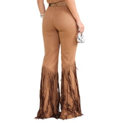 Calça Feminina Country City Júlia Marrom Com Franjas Ref: CJ 2052