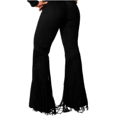 Calça Feminina Country City Júlia Preto Com Franjas Ref: CJ 20521