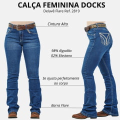 Calça Feminina Dock's Jeans Flare Com Bordado no Bolso Ref 4066
