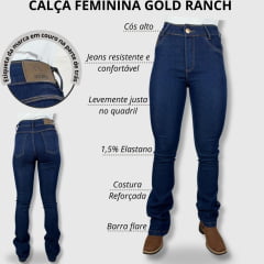 Calça Feminina Gold Ranch Jeans Azul Escuro Amaciada Flare Ref: Arizona