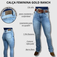 Calça Feminina Gold Ranch Jeans Azul Médio Sky Flare Ref: Califórnia