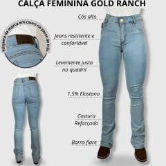 Calça Feminina Gold Ranch Jeans Delavê Flare Ref: Flórida