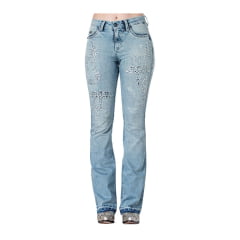 Calça Feminina Zenz Jeans Azul Delavê Flare Com Bordados de Ferradura, Estrela e  Brilho de Strass - Ref. 1295 Margot