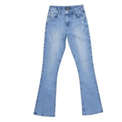 Calça Feminina Jeans Azul Delavê Hoxie Premium Skinny Fit Cintura Alta Bootcut - Ref.3428L