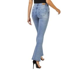 Calça Feminina Jeans Lee Azul Delavê Hoxie Premium Skinny Fit Cintura Alta Bootcut - Ref.3428L