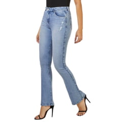 Calça Feminina Jeans Lee Azul Delavê Hoxie Premium Skinny Fit Cintura Alta Bootcut - Ref.3428L