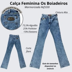 Calça Feminina Jeans Os Boiadeiros Tradicional Marmorizada Ref 030