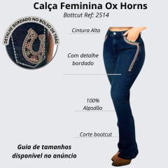 Calça Feminina Jeans Ox Horns Bordada Em Vermelho Ref:2514