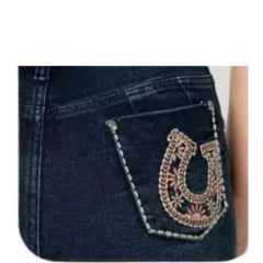 Calça Feminina Jeans Ox Horns Bordada Em Vermelho Ref:2514