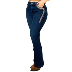 Calça Feminina Jeans Ox Horns Bordada Em Vermelho Ref:2514