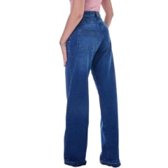 Calça Feminina Radade Wide Leg Azul Detalhe Trançado